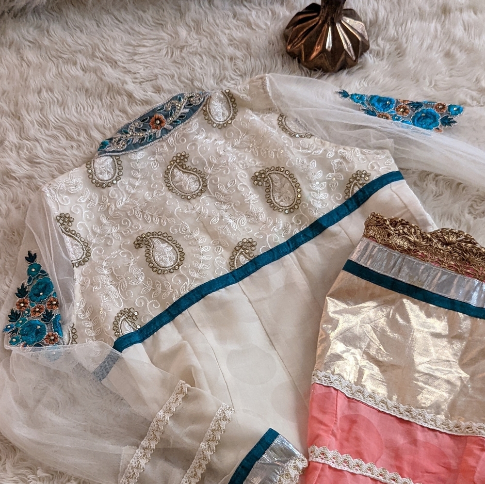 Ombre Metallic Kurta Indian Pakistani Dress - Picture 9 of 16